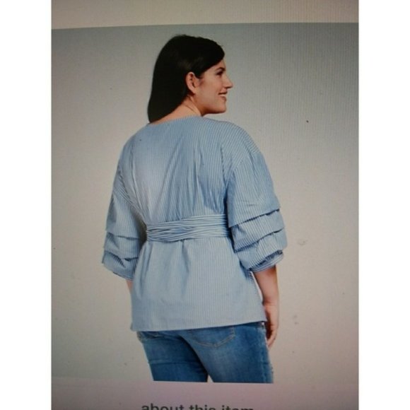 NWT Stripped Ava & Viv 1X Stripe Wrap Blouse New - Picture 3 of 5